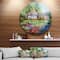 Designart - House in the Village Oil Painting' Landscape Circle Metal Wall Art